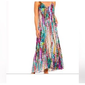Nicole Miller Abstract Satin Maxi Dress - Multicolor